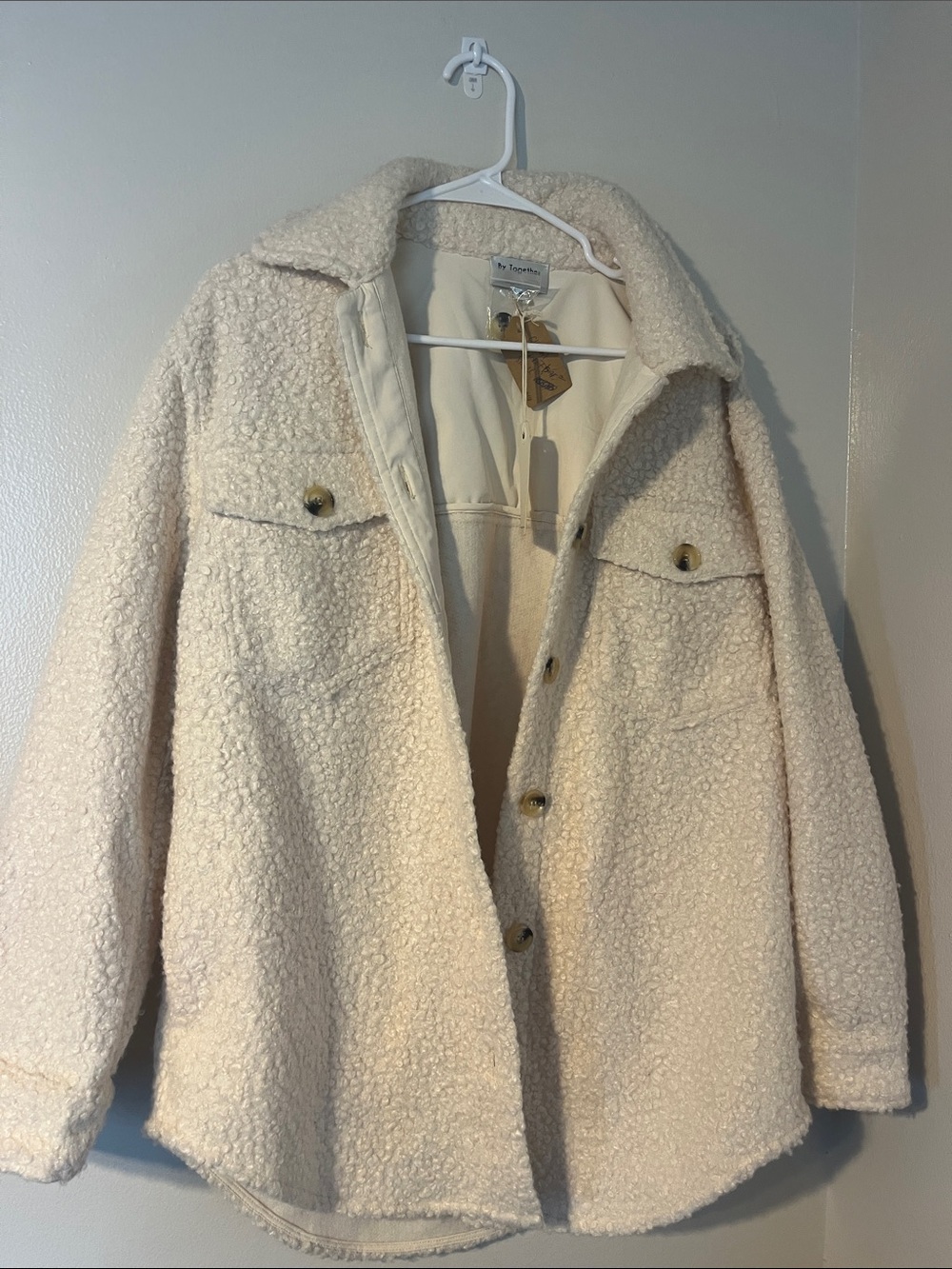 Together Ivory Teddy Button-Up Shacket